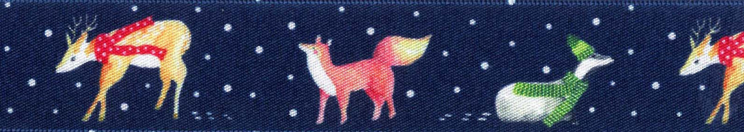 Ribbon: Fairytale Forest: 25mm: Navy - Sold By The Metre