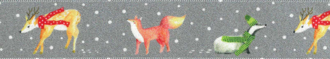 Ribbon: Fairytale Forest: 25mm: Silver - Sold By The Metre