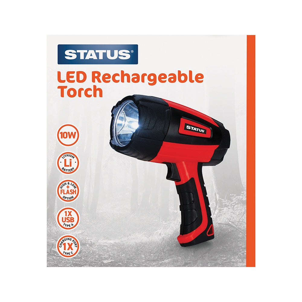 Status 10W LED  Rechargeable  Hand Held Torch  Red
