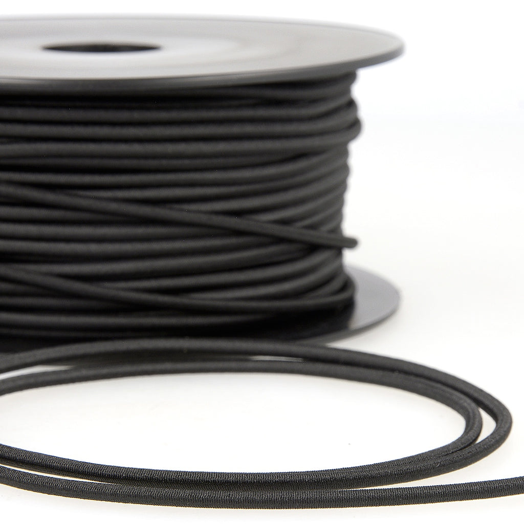 Round Elastic: 3mm: Black Sold by the Metre