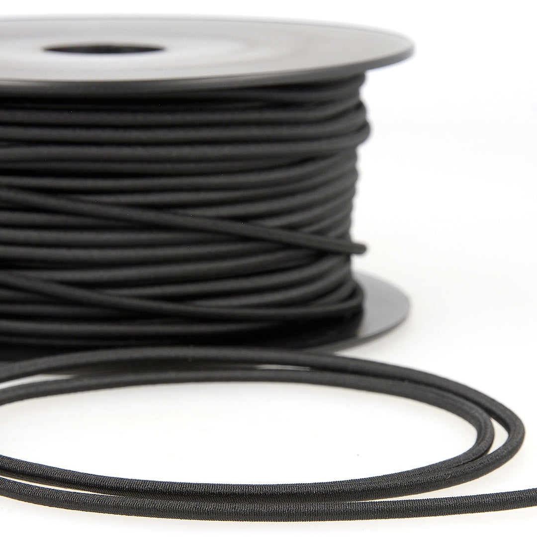 Round Elastic: 3mm: Black Sold by the Metre