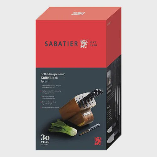 Sabatier Five Piece Knife Set With Acacia Wood Storage Block