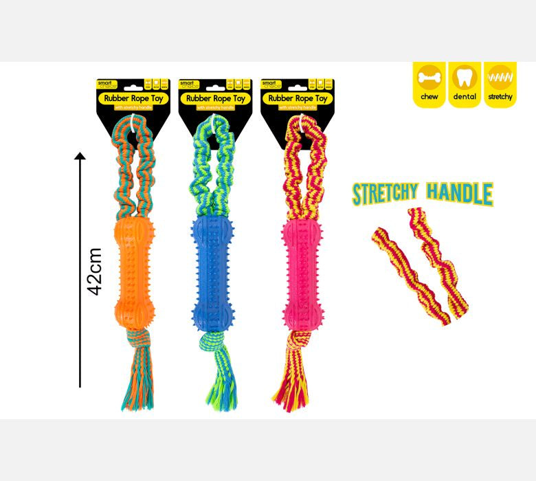 Smart Choice Stretchy Rope & Rubber Tug Dog Toy 3 Colours