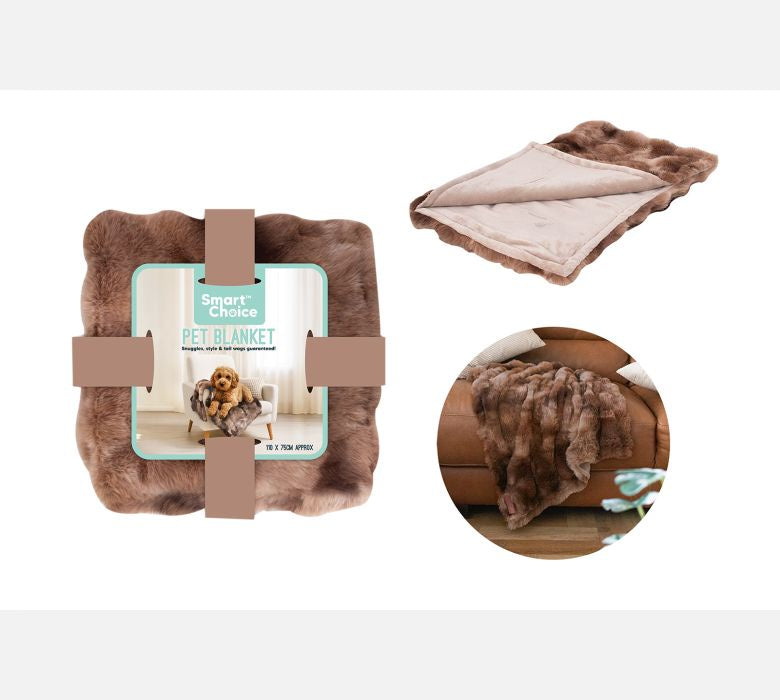 Smart Choice Brown Faux Fur Pet Blanket 110x75cm