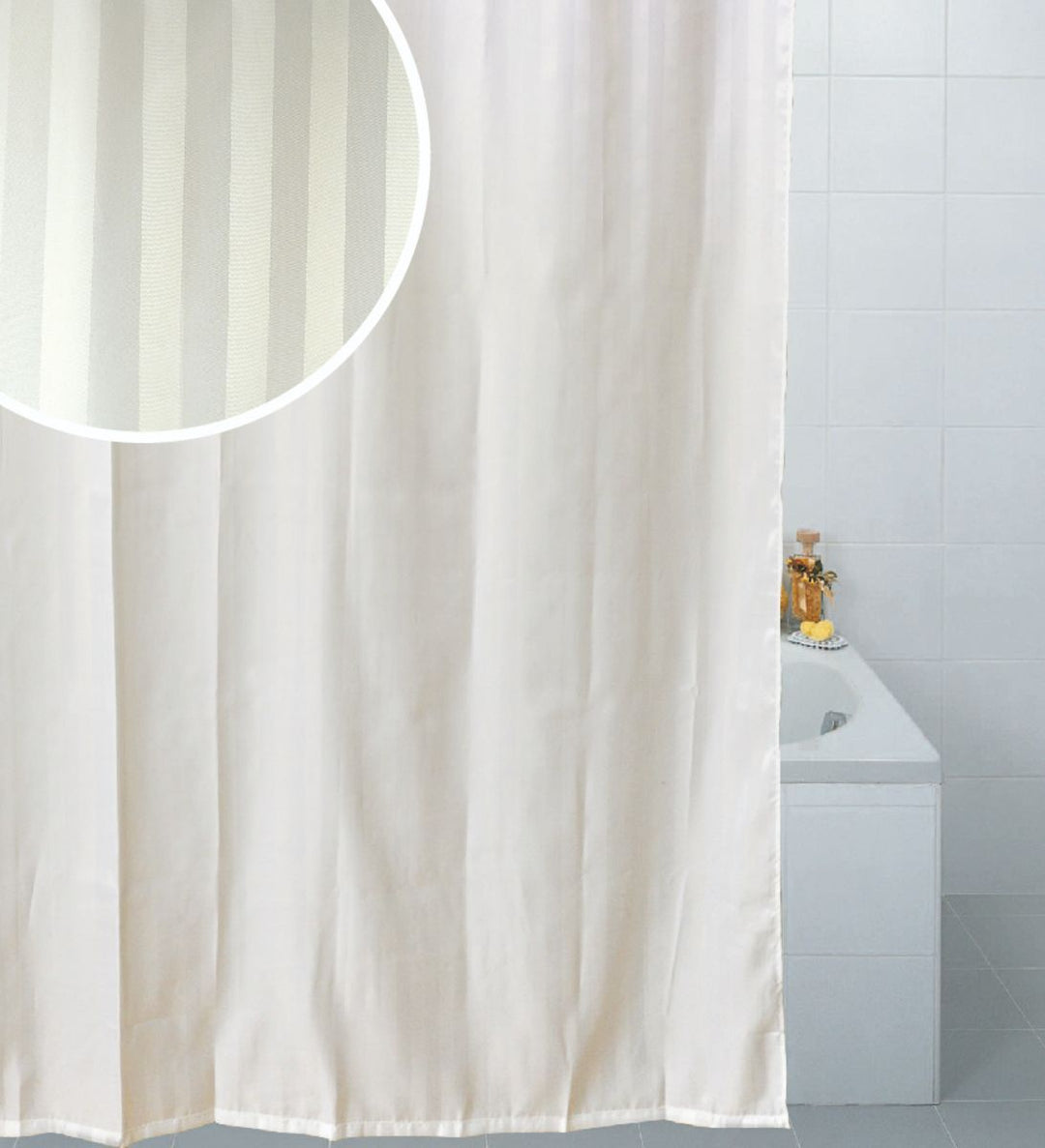 Satin Stripe Peva Shower Curtain White