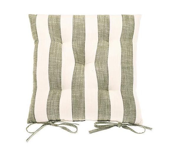 Wide stripe seat pad with ties olive