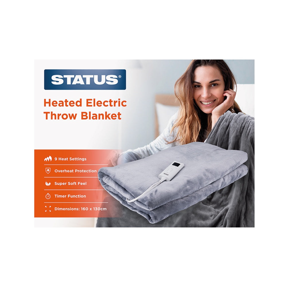 Status Heated Electric Throw Blanket 9 Heat Settings