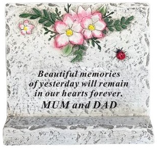 Memorial Cement Block Grave Ornaments MUM & DAD