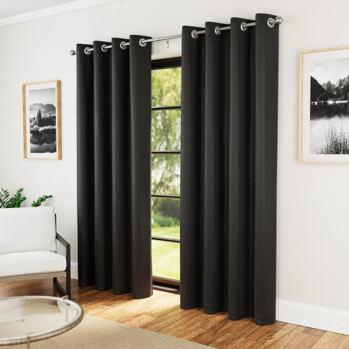 Supersoft Eyelet Ready Made Curtains Black