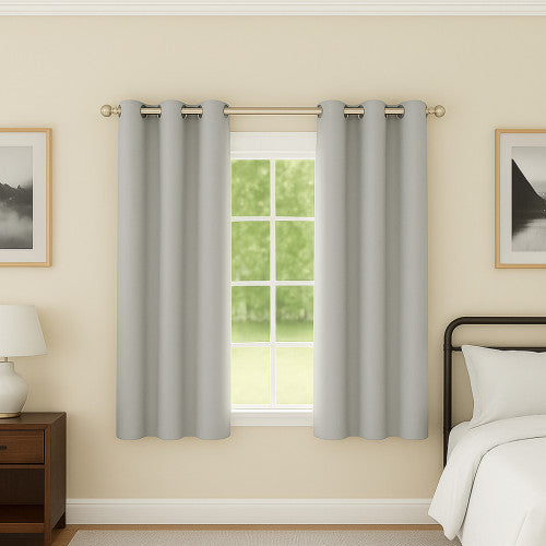 Supersoft Grey curtains in a bedroom