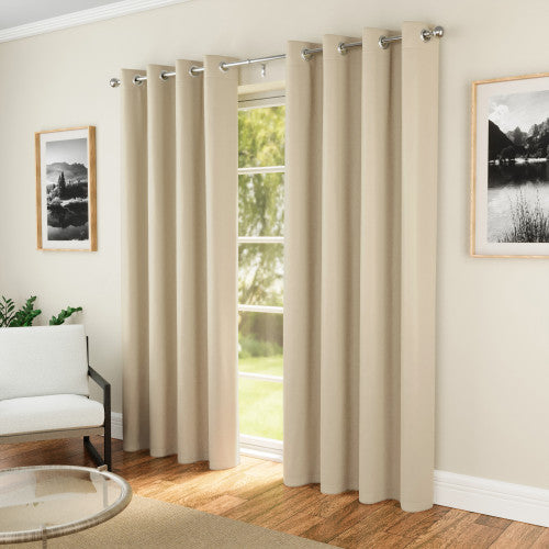 Supersoft Eyelet Ready Made Curtains Beige