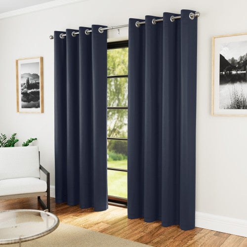 Supersoft Eyelet Ready Made Curtains Navy