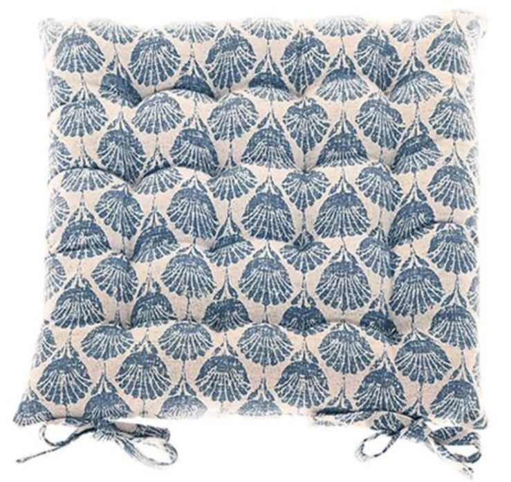 Carnation Seat Pad With Ties Slate Blue 39cm