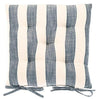 Wide Stripe Seat Pad With Ties Flint Blue 38cm