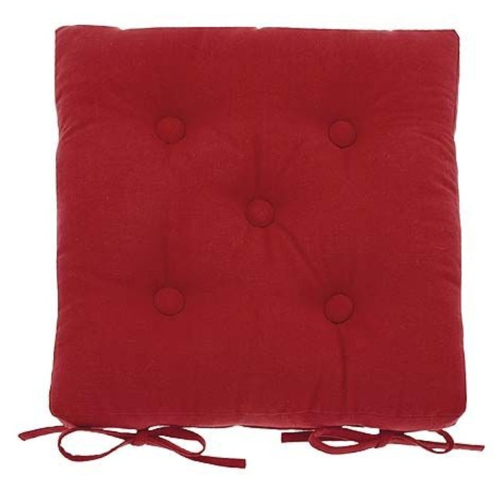 Seat Pad With Ties Florentine Red 38cm