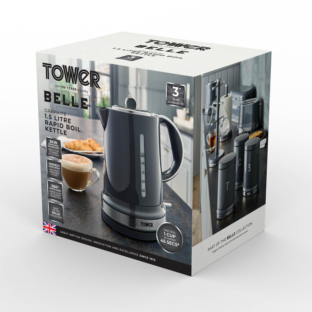 Tower Belle 3KW 1.5L Jug Kettle Graphite T10049GRP