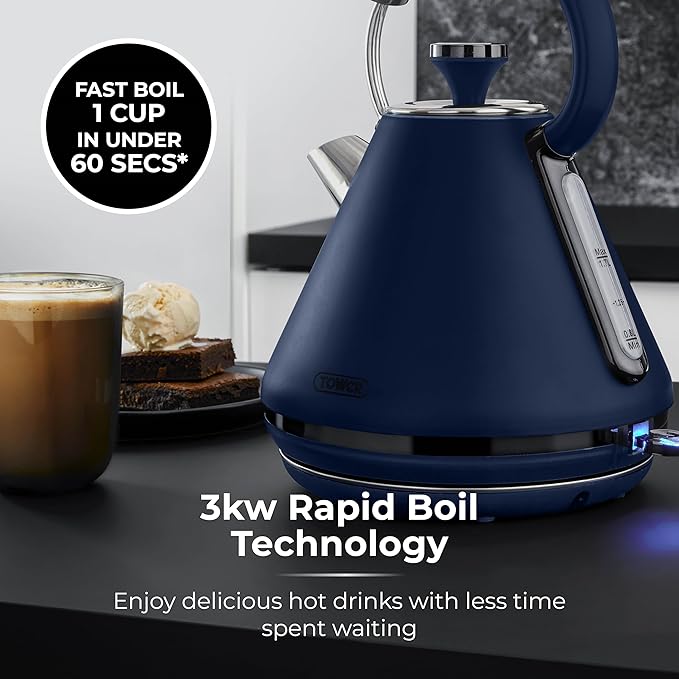 Tower Sera 1.7L 3KW Kettle Midnight Blue Smoked Black Trim T10079MNB