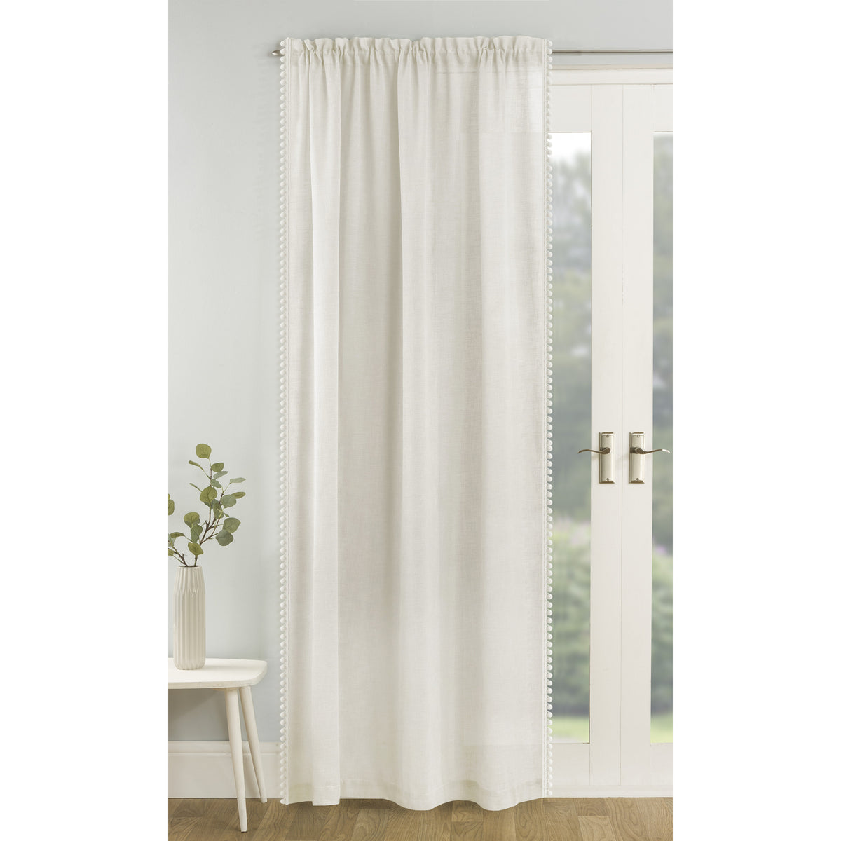 Tahiti cream pom-pom trim voile panel