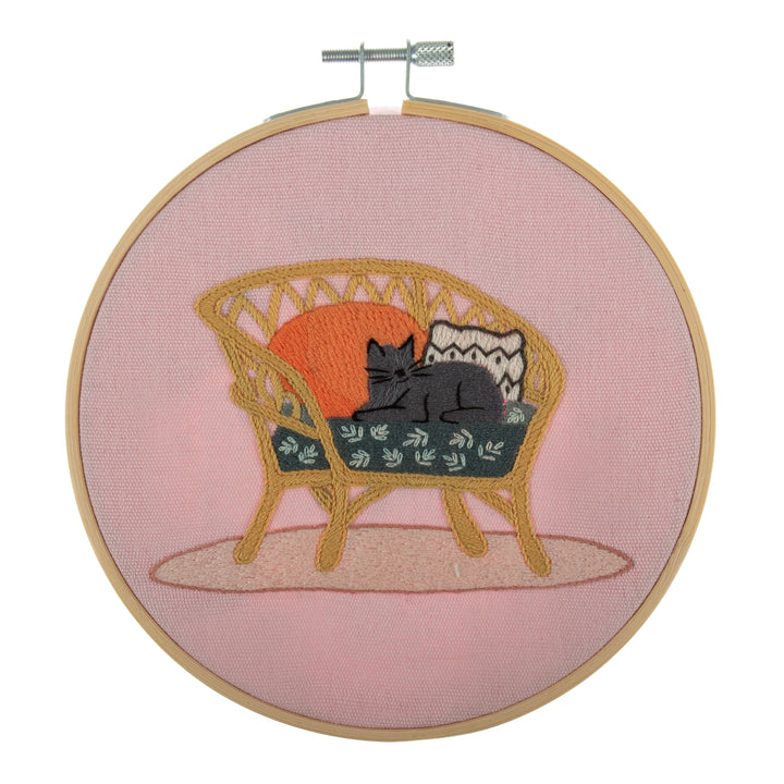 Embroidery Kit with Hoop: Cat On Sofa