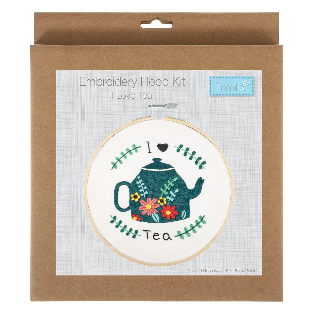 Embroidery Kit with Hoop: I Love Tea