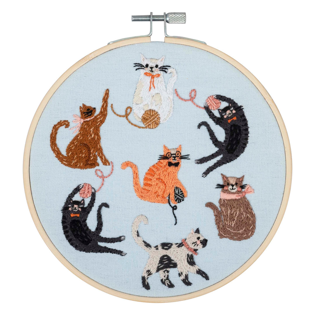 Embroidery Kit with Hoop: Cats