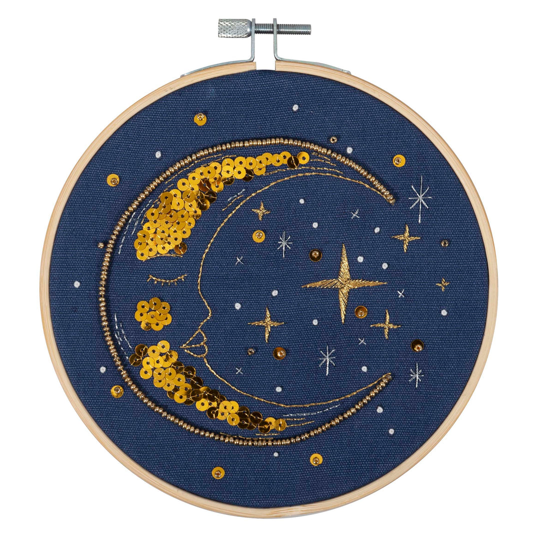 Embroidery Kit with Hoop: Moon