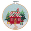 Embroidery Kit with Hoop: Christmas Cottage