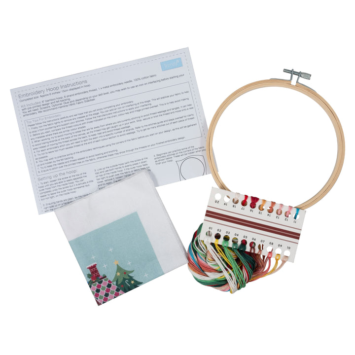 Embroidery Kit with Hoop: Christmas Cottage
