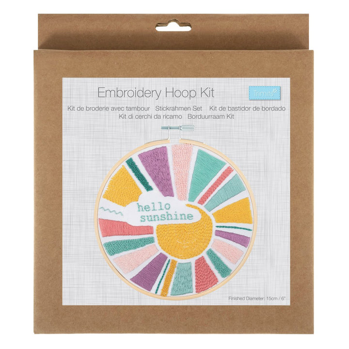 Embroidery Kit with Hoop: Rainbow Hello Sunshine