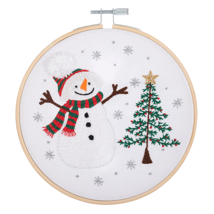 Embroidery Kit with Hoop: Christmas : Snowman
