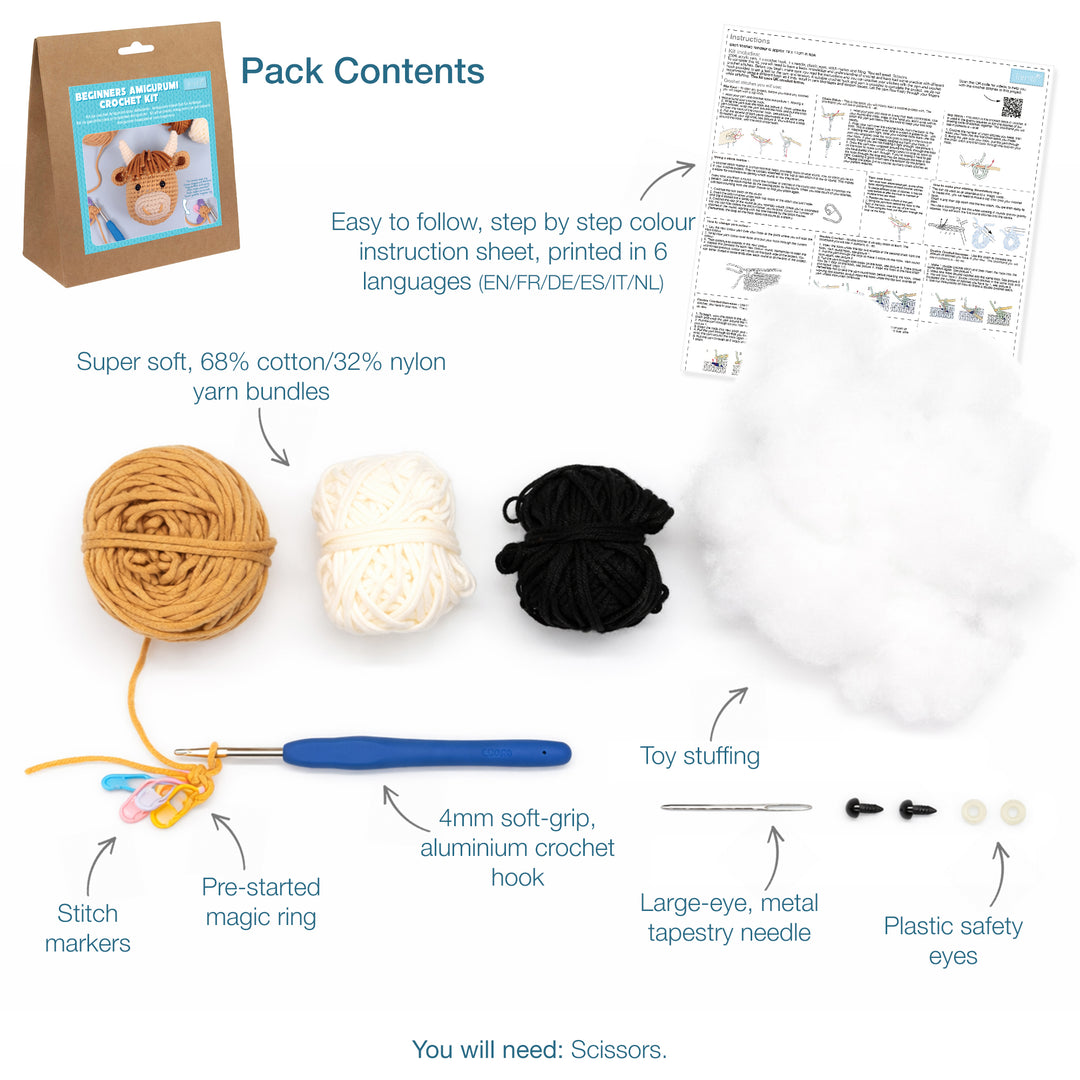 Crochet Kit: Beginners: Amigurumi: Highland Cow