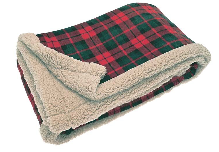 Check Sherpa Flannel Throw Blanket 130x170cm