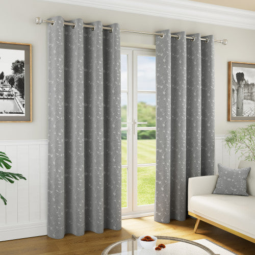 Tivoli Eyelet Ready Made Curtains Grey