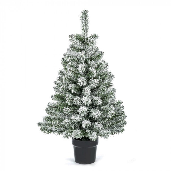 Premier Woodcote Flocked Spruce 90cm Artificial Xmas Tree in Pot