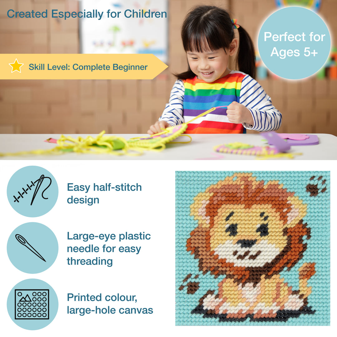 Half Stitch/Tapestry Kit: Children's: Lion