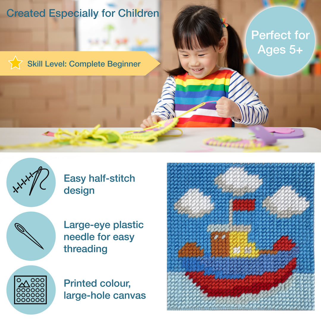 Half Stitch/Tapestry Kit: Children's: Boat