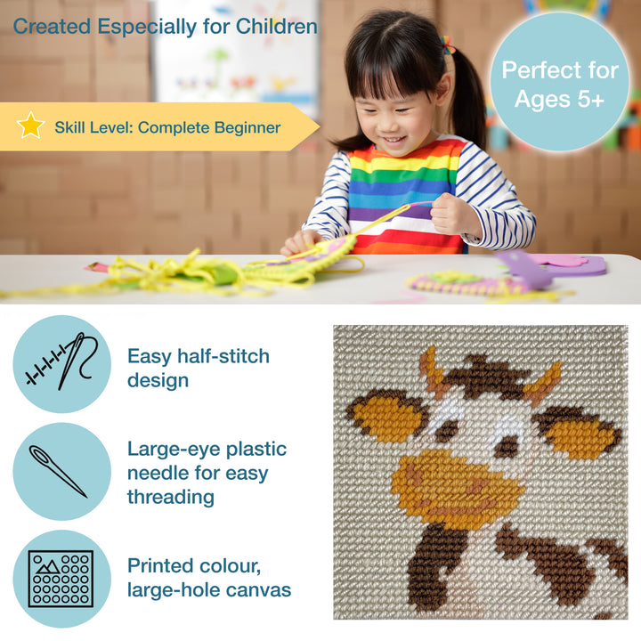 Half Stitch/Tapestry Kit: Children's: Cow