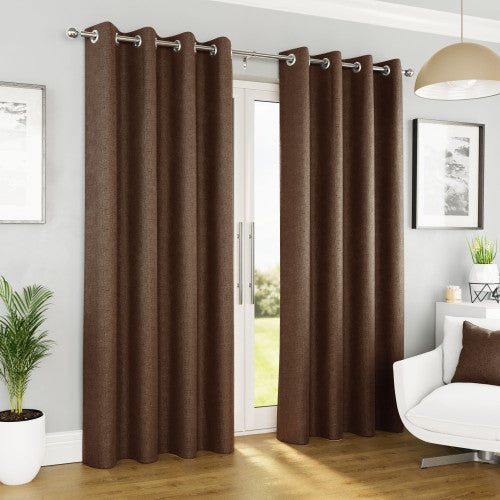 Vogue Eyelet Ready Made Curtains Chocolate