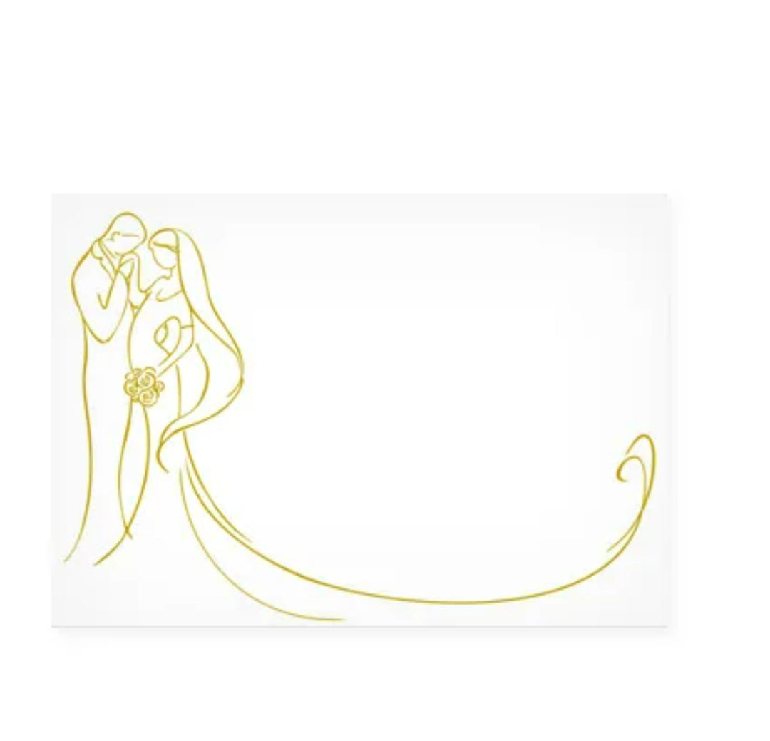 Gift Card Envelopes C6 WED71 - Gold Bride And Groom White 120gsm