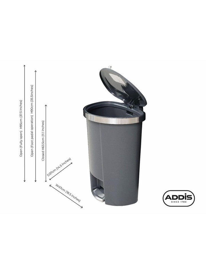 Addis Mode 50L Semi-D Pedal Bin Black