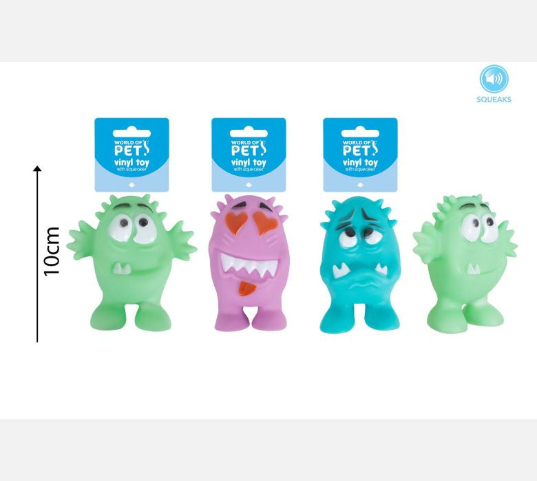 World of pets Squeaky Vinyl Monsters 3 Assorted Colours