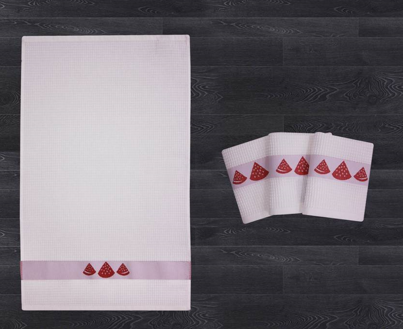 Waffle Fruit Border 2 Pack Tea Towel Watermelon