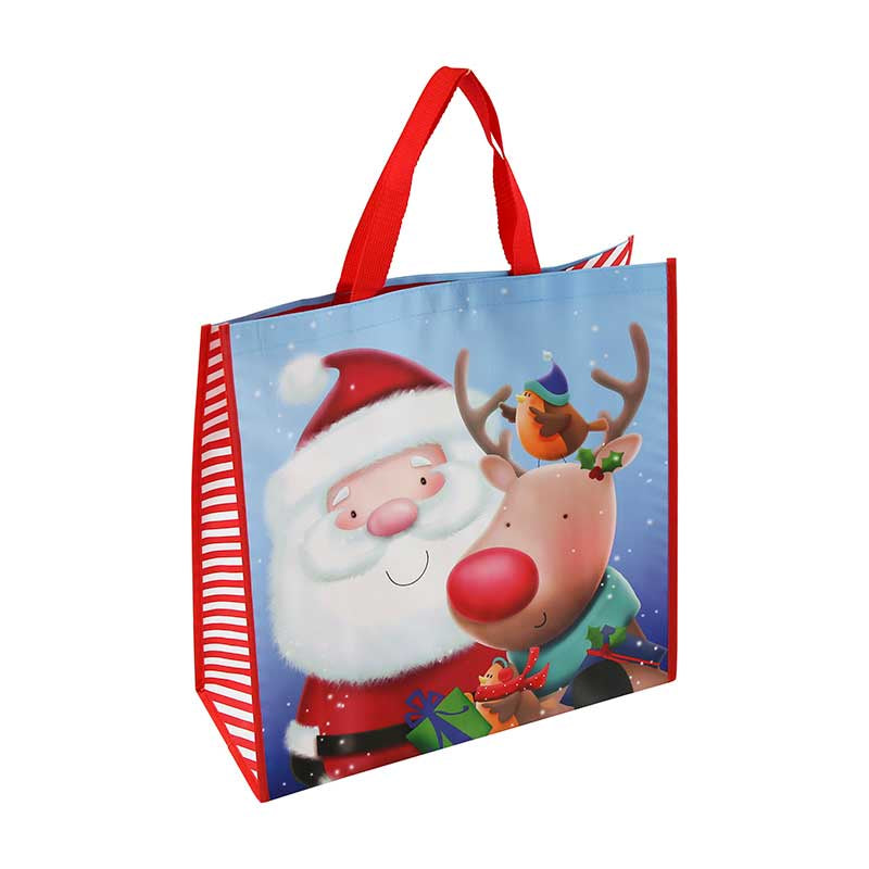 Santa & Rudolph Jumbo Woven Tote Bag 50cm
