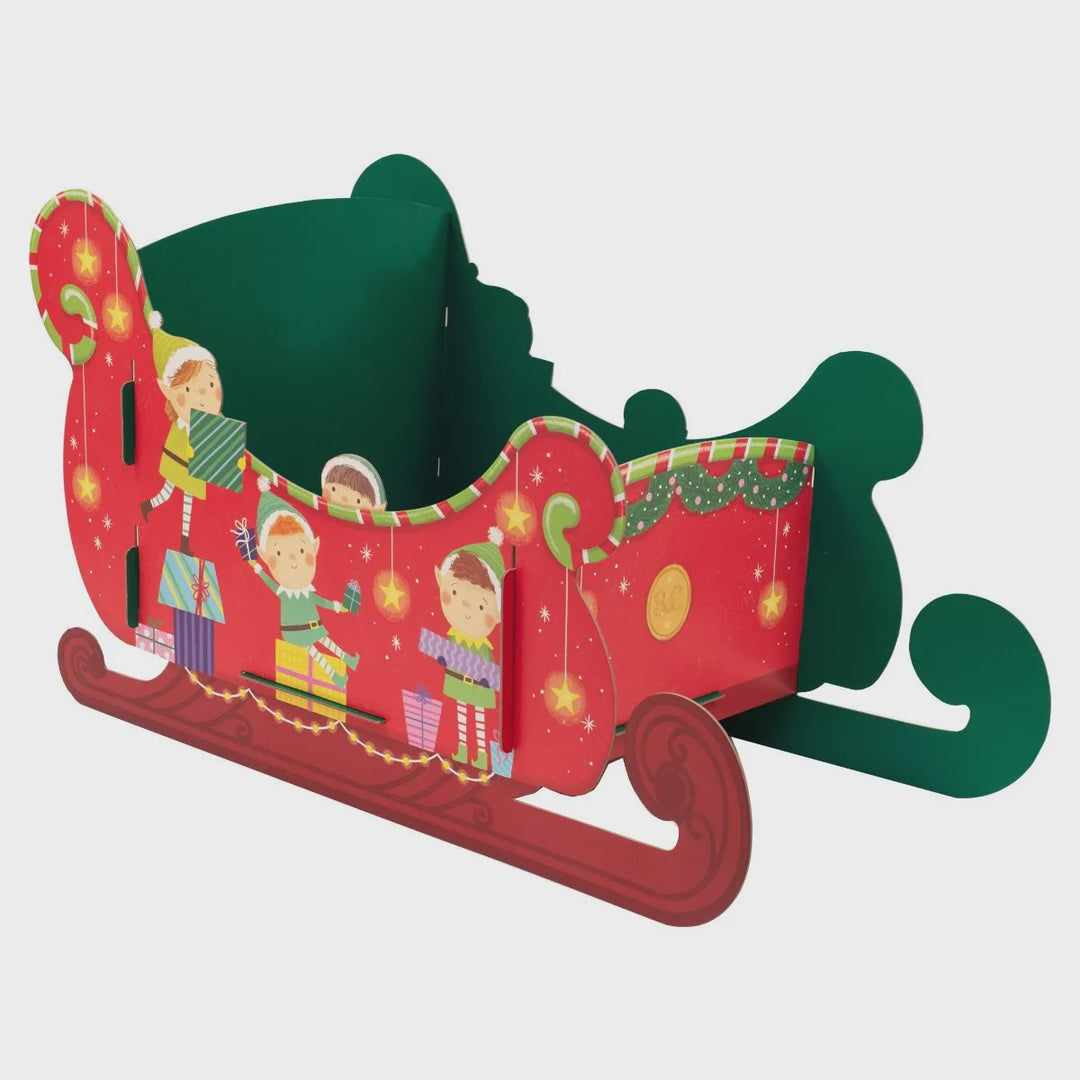 Cardboard Elves Jumbo Christmas Sleigh Giftbox With Stickers