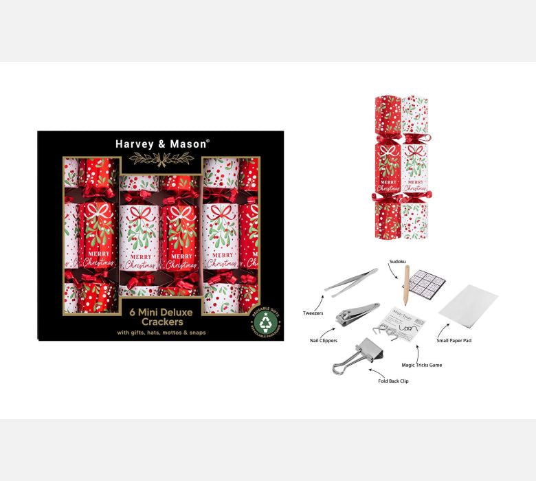 Harvey & Mason 6 x 8.5" Mini Deluxe Mistletoe Crackers