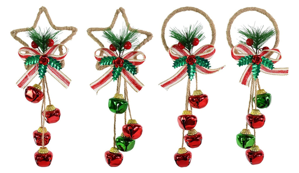 Rustic Jingle Bell Christmas Hanger 23cm