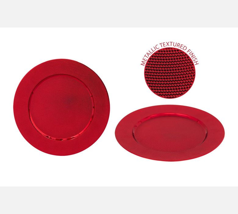 Red metallic Christmas charger plate