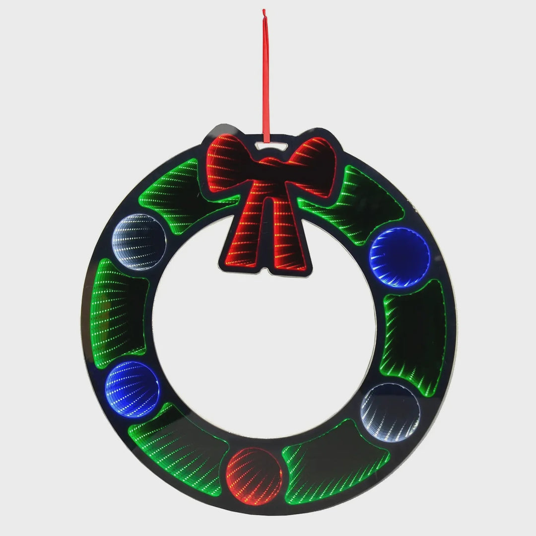 Xmas Led 3D Infinity Wreath Window Light Multi
