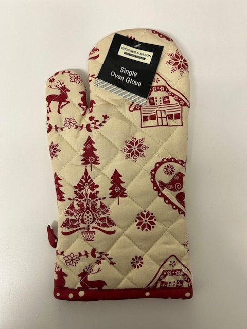 Single Oven Glove Xmas Stags
