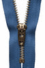 Brass Jeans Zip: 20cm: Slate Blue